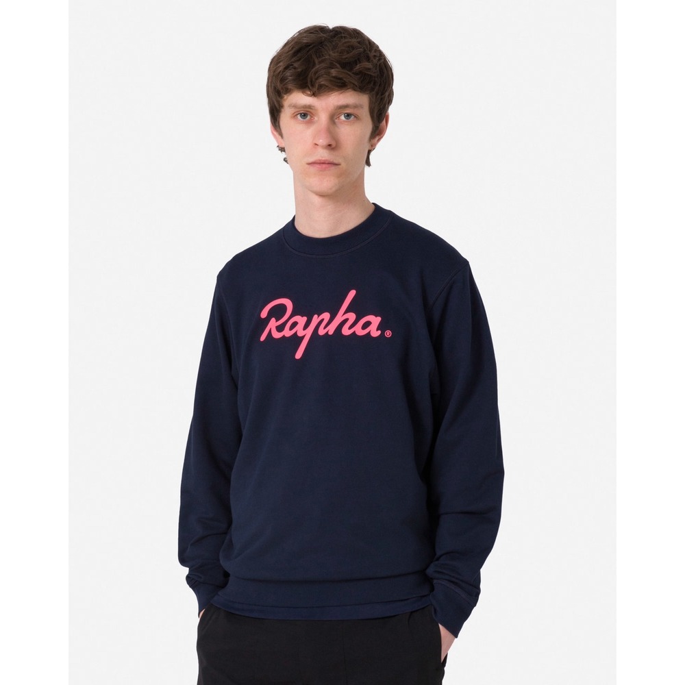Rapha Logo Sweatshirt Mens Small Navy Blue Pink Script Cotton Pullover